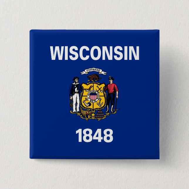 Chapa Cuadrada Bandera del Estado de Wisconsin (Anverso)