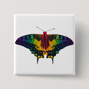Chapa Cuadrada Bandera del Orgullo Arcoiris Mariposa Tradicional