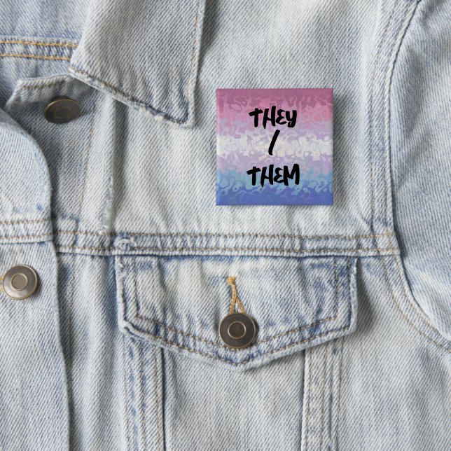 Chapa Cuadrada Bandera del Orgullo Bisexual Trippy Ripply Groovy (In situ)