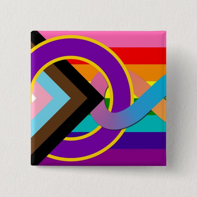 Chapa Cuadrada Bandera del Orgullo Progresivo Intersexual Neurodi (Anverso)