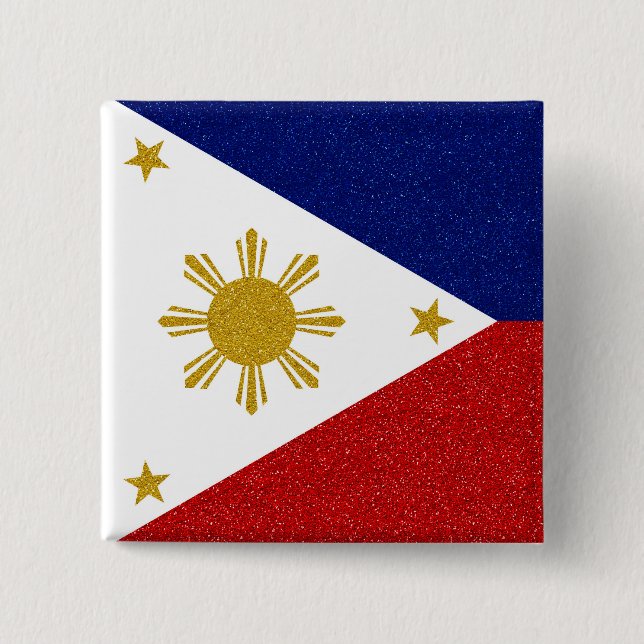 Chapa Cuadrada Bandera del purpurina de Filipinas (Anverso)
