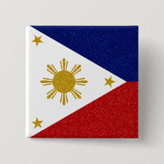 Chapa Cuadrada Bandera del purpurina de Filipinas