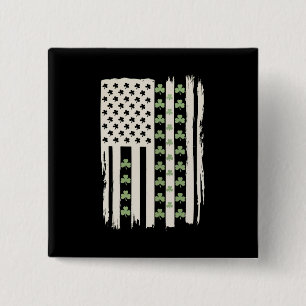 Chapa Cuadrada Bandera estadounidense con tréboles para St Patric