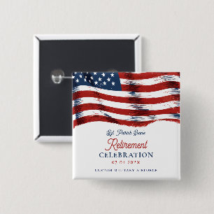 Chapa Cuadrada Bandera estadounidense moderna 4 de julio: Jubilac