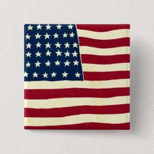 Chapa Cuadrada Bandera estadounidense patriótica vintage, cuatro