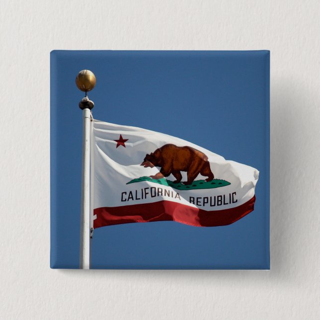 Chapa Cuadrada Bandera estatal de California Blue Sky Photo (Anverso)