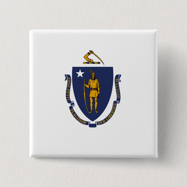 Chapa Cuadrada Bandera estatal de Massachusetts (Anverso)