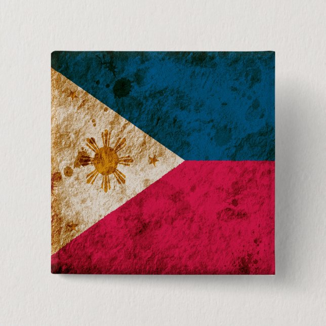 Chapa Cuadrada Bandera filipina rugosa (Anverso)