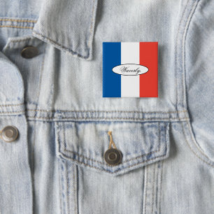 Chapa Cuadrada Bandera Francesa Personalizada Moderna con Nombre