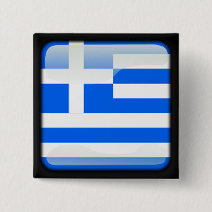 Chapa Cuadrada Bandera griega pulida