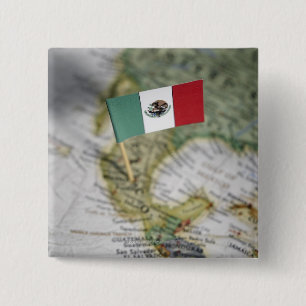 Chapa Cuadrada Bandera mexicana en el mapa