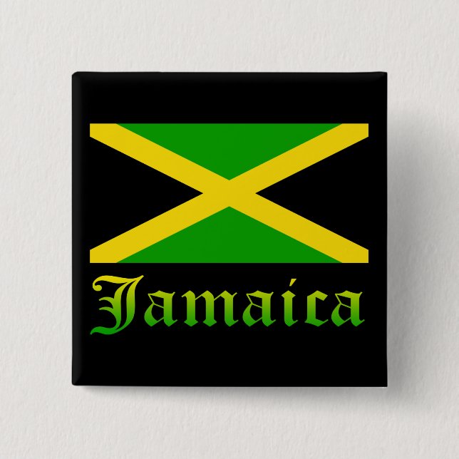 Chapa Cuadrada Bandera, negro, verde y amarillo de Jamaica (Anverso)