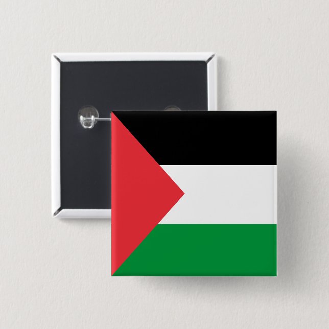Chapa Cuadrada Bandera palestina Pin・・ف・س ن ط (Anverso y reverso)