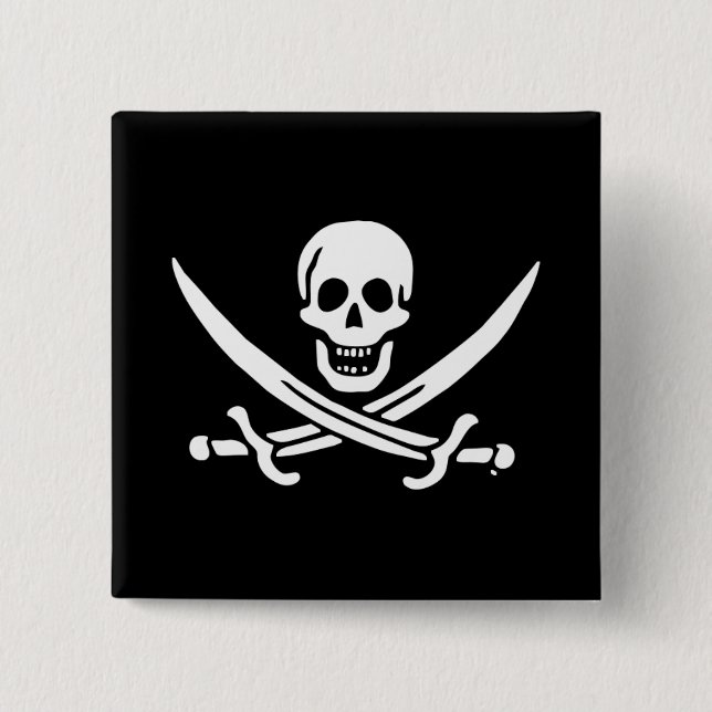 Chapa Cuadrada Bandera pirata de Jolly roger (Anverso)