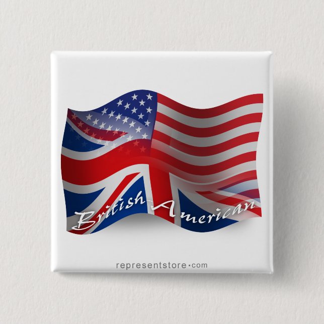 Chapa Cuadrada Bandera que agita Británico-Americana (Anverso)
