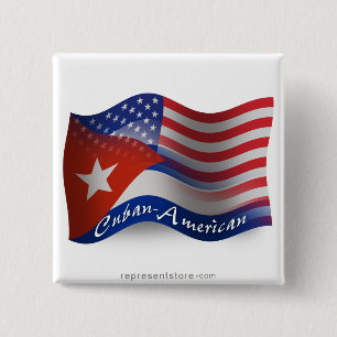 Chapa Cuadrada Bandera que agita Cubano-Americana