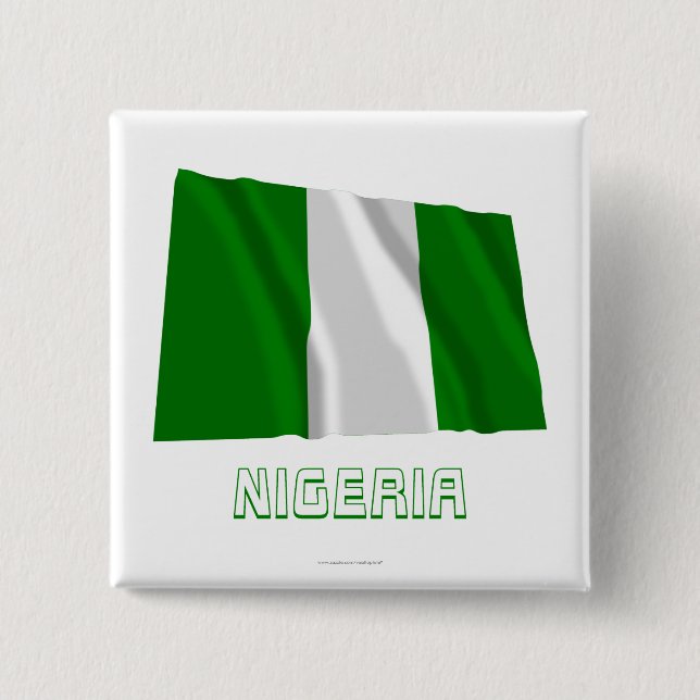 Chapa Cuadrada Bandera que agita de Nigeria con nombre (Anverso)