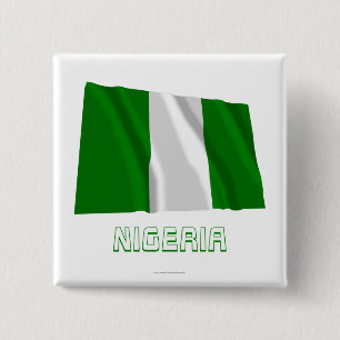 Chapa Cuadrada Bandera que agita de Nigeria con nombre