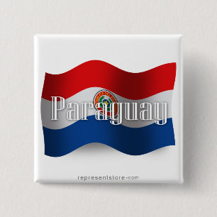 Chapa Cuadrada Bandera que agita de Paraguay