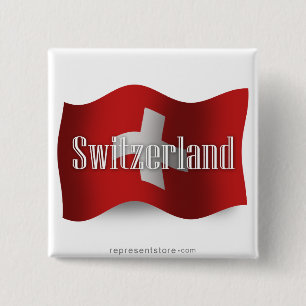 Chapa Cuadrada Bandera que agita de Suiza