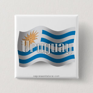 Chapa Cuadrada Bandera que agita de Uruguay