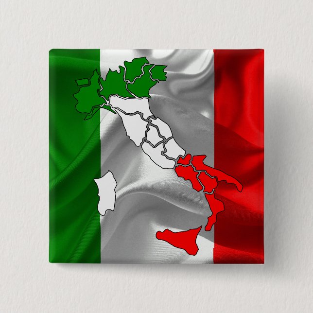 Chapa Cuadrada Bandera que agita italiana (Anverso)