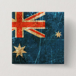 Chapa Cuadrada Bandera rasguñada y llevada del australiano del
