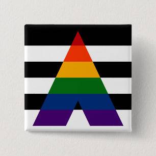 Chapa Cuadrada Bandera sólida del orgullo del aliado de LGBT