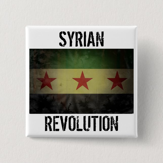 Chapa Cuadrada Bandera sucia de Siria de la "revolución siria" (Anverso)