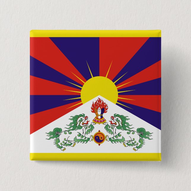 Chapa Cuadrada Bandera tibetana (Anverso)