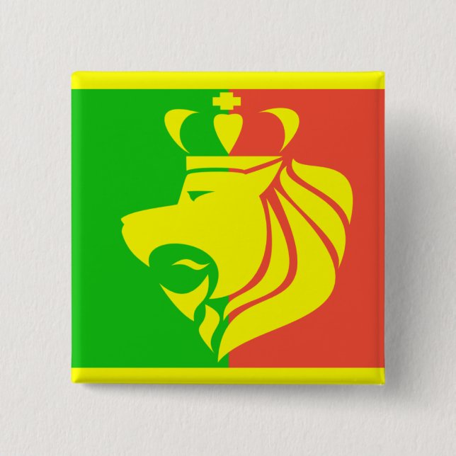 Chapa Cuadrada Bandera y león del reggae de Rasta (Anverso)