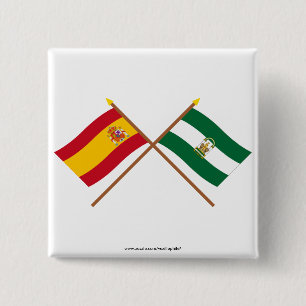 Chapa Cuadrada Banderas cruzadas de España y de Andalucía