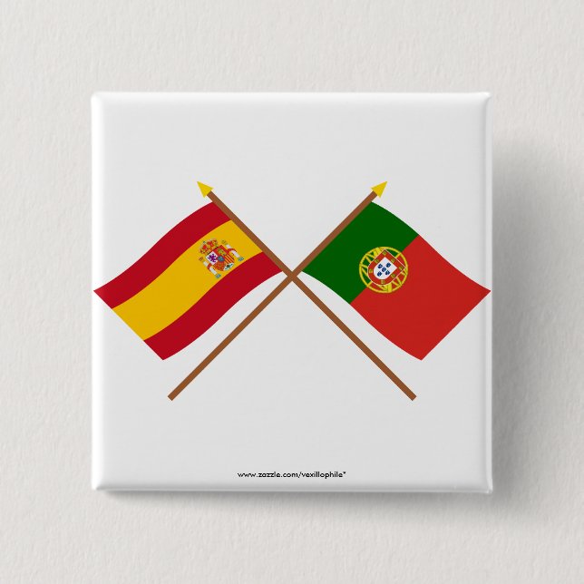 Chapa Cuadrada Banderas cruzadas de España y de Portugal (Anverso)