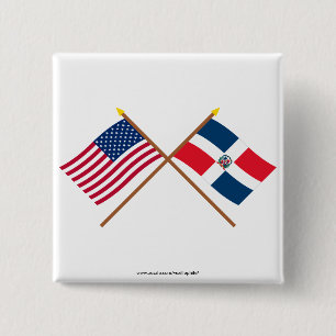 Chapa Cuadrada Banderas cruzadas de los E.E.U.U. y de la
