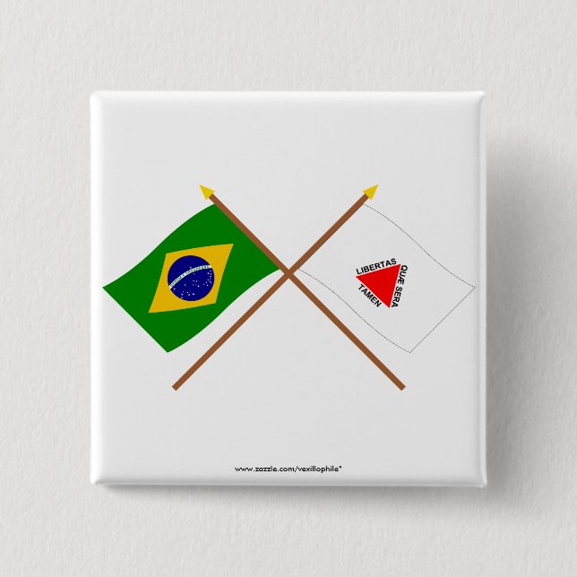 Chapa Cuadrada Banderas cruzadas del Brasil y del Minas Gerais (Anverso)
