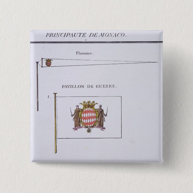Chapa Cuadrada Banderas de Mónaco, de un libro francés de (Anverso)