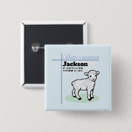 Chapa Cuadrada Baptism Blue Boy Lamb, Personalizable