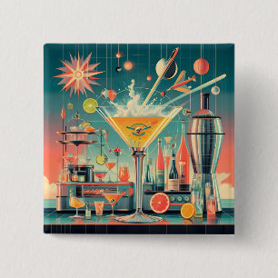 Chapa Cuadrada Bar de Martini de Cítricos Futurista Atómico de Mi