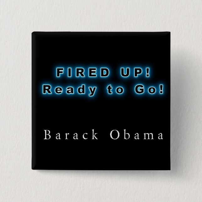 CHAPA CUADRADA BARACK OBAMA DISPARADO LISTO PARA IR (Anverso)
