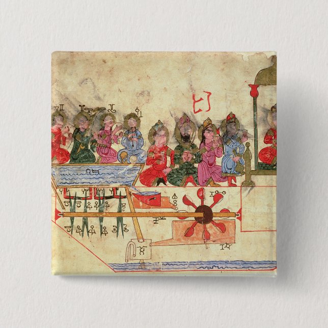 Chapa Cuadrada Barco con los autómatas, ilustracion (Anverso)