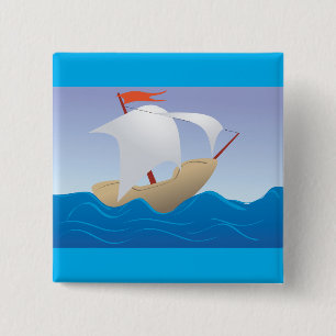 Chapa Cuadrada Barco de maní caprichoso barco de vela minimalista