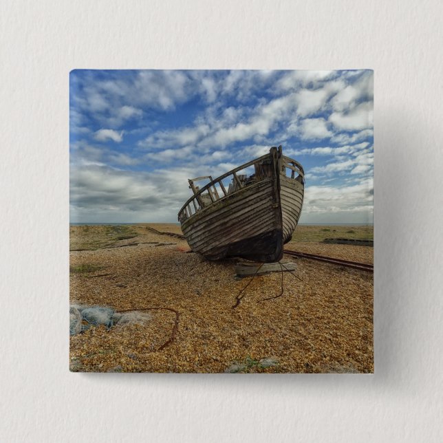 Chapa Cuadrada Barco de pesca de madera abandonado el | Dungeness (Anverso)