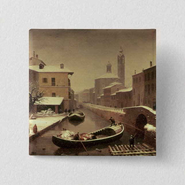 Chapa Cuadrada Barco debajo de la nieve (Anverso)