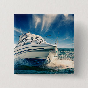 Chapa Cuadrada Barco del poder que entra en el puerto de