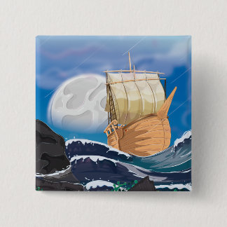 Chapa Cuadrada Barco velero en tormenta oceánica