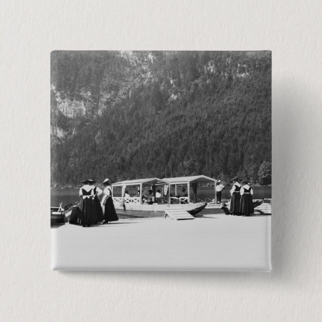 Chapa Cuadrada Barcos en Konigssee, c.1910 (Anverso)