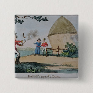 Chapa Cuadrada Barney que lucha un duelo