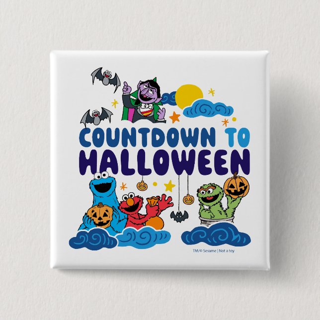 Chapa Cuadrada Barrio Sésamo | Cuenta regresiva para Halloween (Anverso)