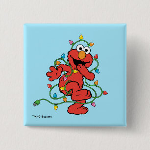 Chapa Cuadrada Barrio Sésamo   Luces de Navidades Elmo