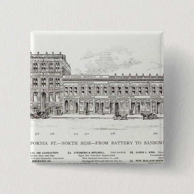 Chapa Cuadrada Batería del lado norte de California y Sansome (Anverso)